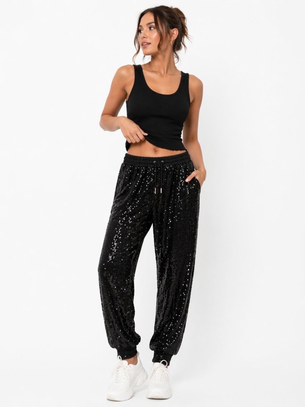 Cable & Gauge Black Sequin Jogger Pants